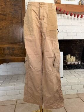 Abercrombie & Fitch Y2K Tan Cargo Bag Pants with Corduroy Detailing